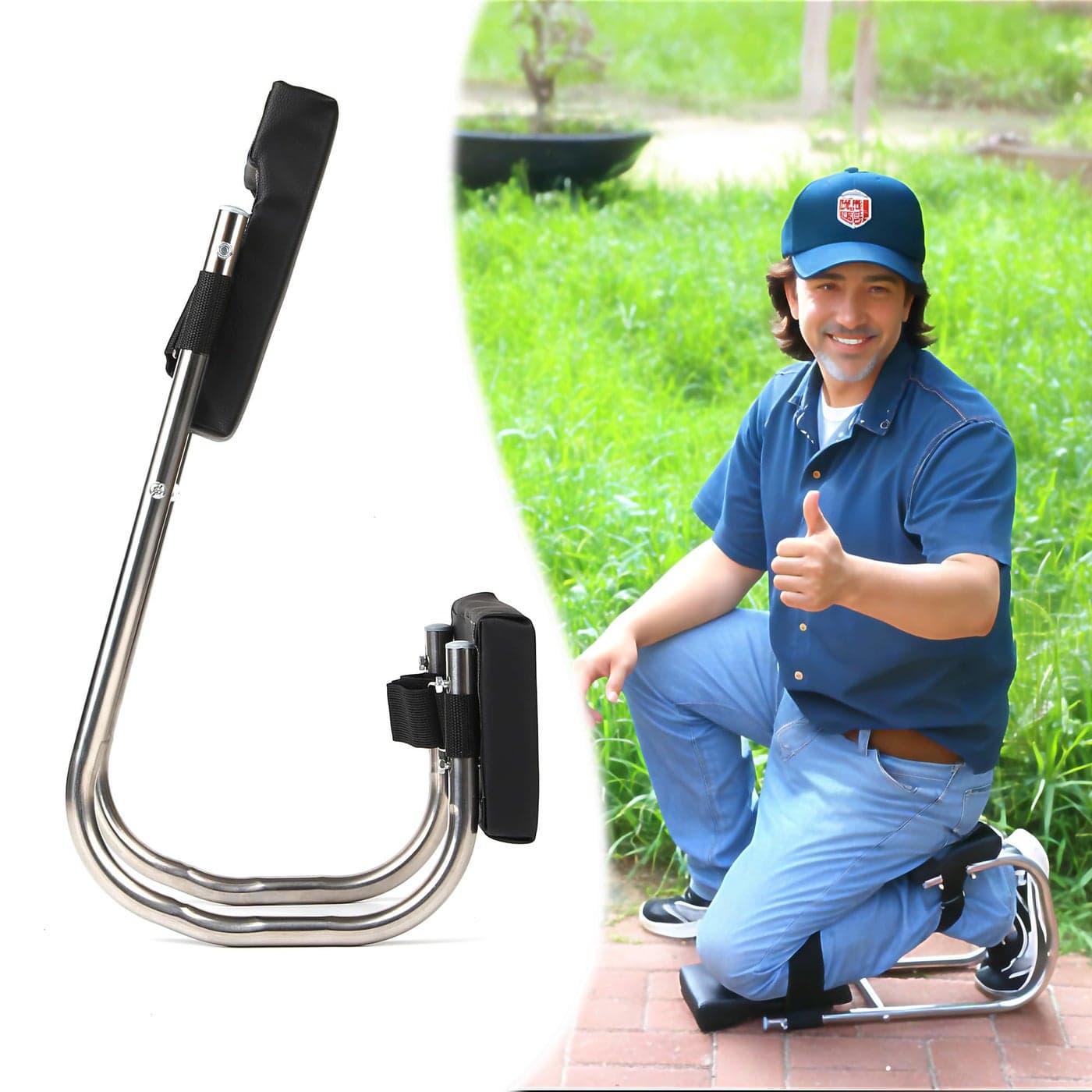 Unmake Ergonomic Knee Seat Kneeler Seat for Gardening Farm Work Optimal Knee Protection Ankle Support Durable Thick Kneeling Pad Galvanized Steel