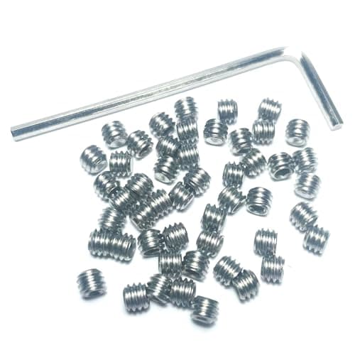 ZDingTech 50pcs Set Screws 8-32 x 1/8 inch 304 Stainless Steel Allen Head Hex Hexagon Socket Set Screws with 5/64 Allen Wrench,Set Grub Screws Hex Allen Head Socket Set Screws.(1/8" Length)