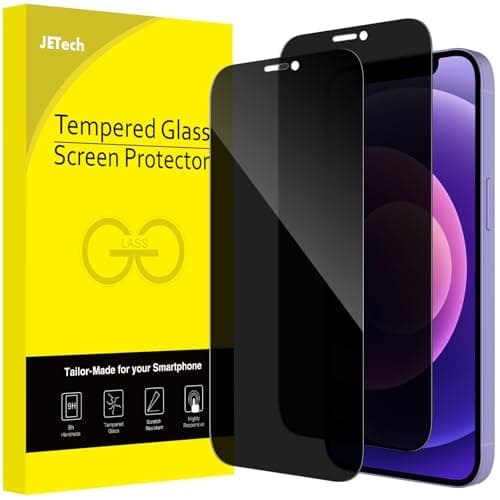 JETech Privacy Full Coverage Screen Protector for iPhone 1212 Pro 61Inch AntiSpy Tempered Glass Film Edge to Edge Protection CaseFriendly 2Pack