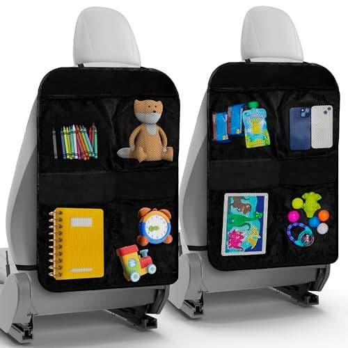 Todays Kids 2 Pack Kick Mats Back Seat Protector Backseat Car Organizer for Kids Car Storage Organizer Back Seat Cars Organizers Cars Organizers Backs Seats Travel Accessories 4 Pockets