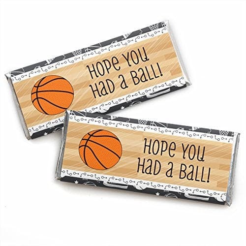 Big Dot of Happiness Nothin' but Net - Basketball - Candy Bar Wrappers Birthday Party Favors - Set of 24