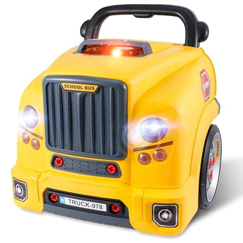 POFJOEQ Interactive Truck Engine Toy with Removable Parts - Lights, Sounds, and Fun for Young Mechanics -Unleash Their Creativity and Motor Skills with This Truck Engine Toy (Yellow)