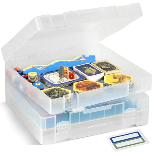 2-Pack Art and Craft Organizers and Storage Case – Thick Tall Transparent Stackable Plastic Craft Storage Containers, Project Organizer Paper Box Fits 8.5 x 11 Inch Papers & More, 12.4 x 10.8 x 3.1 In
