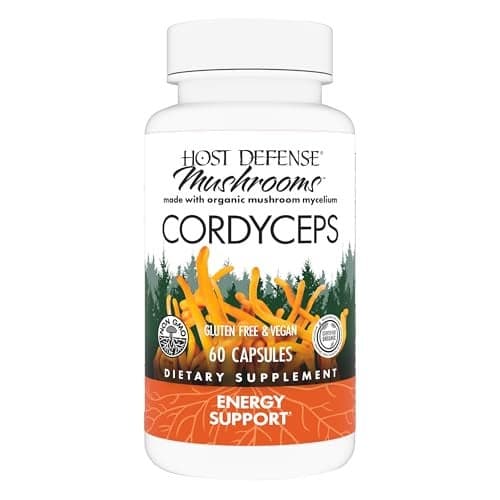 Host Defense Cordyceps Capsules Immune Energy Support Supplement Kidney Health Supplement with Cordyceps Fitness Support Supplement to Aid Oxygen Uptake 60 Capsules 30 Servings
