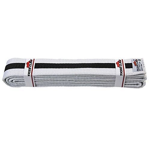 Tiger Claw Uniform Belt - White with Black Stripe #4