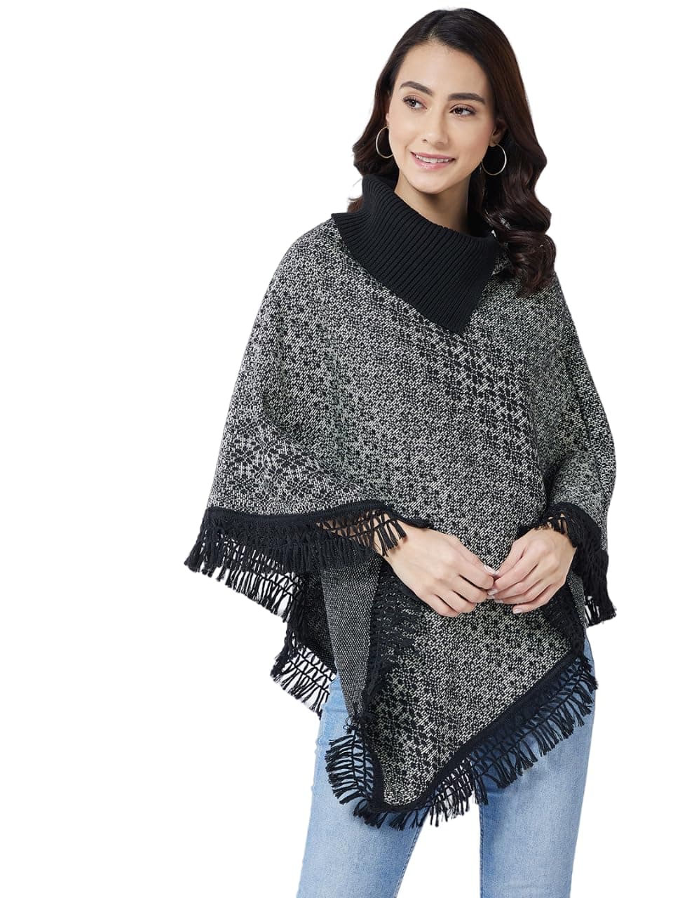 Pivl Wool Blend Poncho Sweater for Women for Winter-Camel