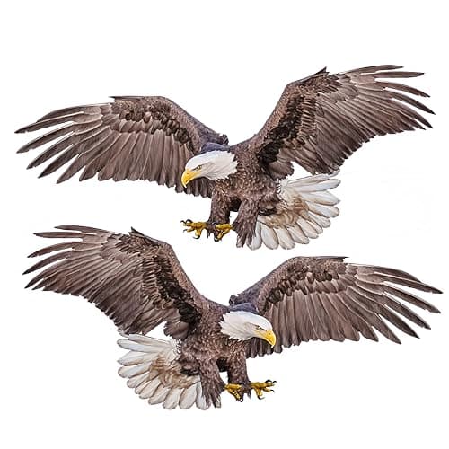 2 Pack Bald Eagle Sticker Eagle About to Catch Prey Motion Vinyl Decal for Car Truck Motorcycle 2 Pack 3 x 13