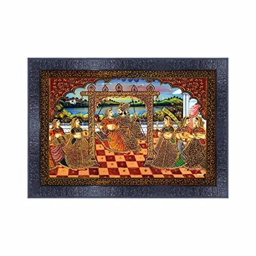 pnf Poster And Frames Rajasthani Miniature Painting Art Wooden Photo Frame With Acrylic Sheet | Living Room, Bedroom | Home Decoration | Best Gifting Option (10 * 14inch,Multicolour,Synthetic) 1009