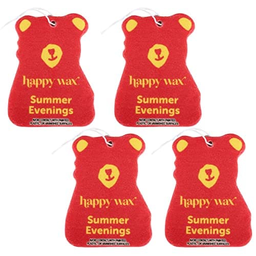 Happy Wax Summer Evenings Hanging Car Cub Air Freshener Scented and Infused with Natural Essential Oils Cute 4Pack