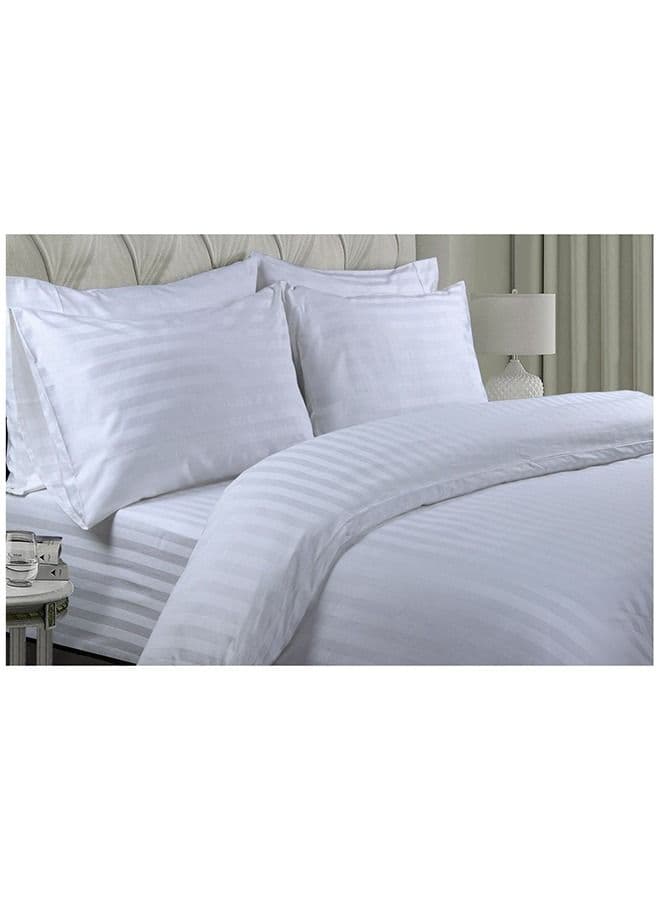 300 TC 6-Piece King Size Duvet Cover Set With Stripes Includes 1xDuvet Cover, 1xFitted Sheet, 4xPillowcase 100% Cotton