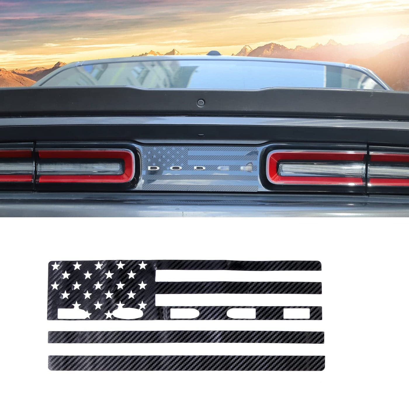 JeCar Tail Light Decal American Flag Rear Light Sticker Exterior Accessories Compatible with Dodge Challenger 20152023 Carbon Fiber