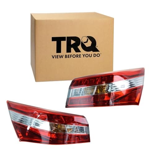 TRQ 2 Piece Driver & Passenger Side Outer Tail Light Assembly Set Compatible with 2013-2015 Toyota Avalon TO2804117 TO2805117