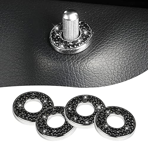 Sodcay 4 Pack Bling Car Inner Door Lock Covers Rhinestones Pull Rod Bolt Decoration Stickers Auto Universal Sparkly Door Bolt Cap Compatible with MercedesBenz ABCDE Class Black