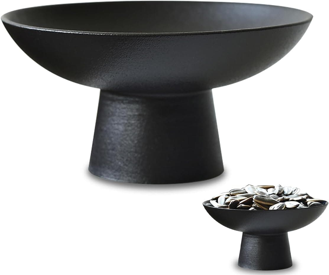 DOERDO DD Ceramic Footed Bowl 47 Inch Dessert Display Stand Ceramic Cake Plate Fruit Plates Decorative Fruit Bowl Snack Bowl for Ice Cream Dessert Display Tray for Kitchen Decor Black