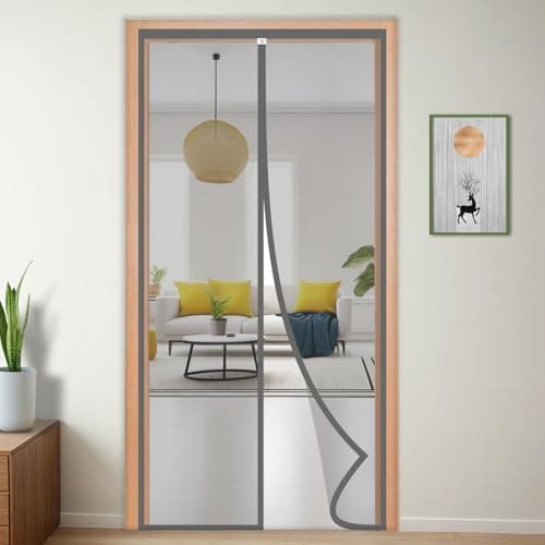 TurtleGrip Polyester Door Mosquito Net with Full Frame Hook&Loop for Main Doors, Bedroom, Kitchen & Balcony Doors (195x100 cm, Grey) |Measure Before Order.