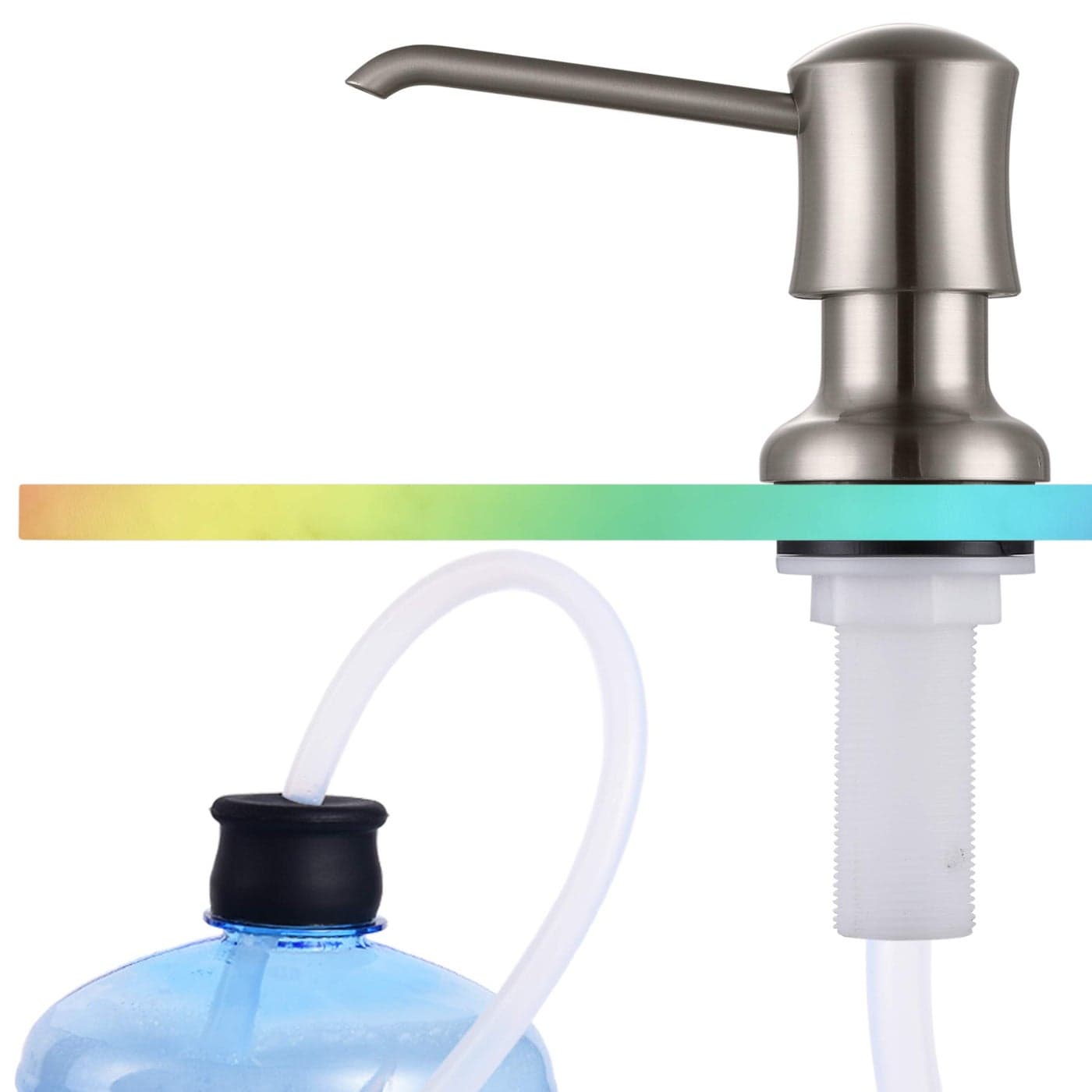 Sink Soap Dispenser for Kitchen Sink Brushed Nickel Upgrade with 40 Silicone Extension Tube Kit Connect to Your Soap Bottle Directly
