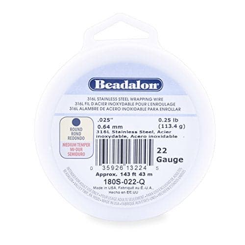 Beadalon 316L Stainless Steel Wrapping Wire Round 22 Gauge Round 143 feet 14 Pound