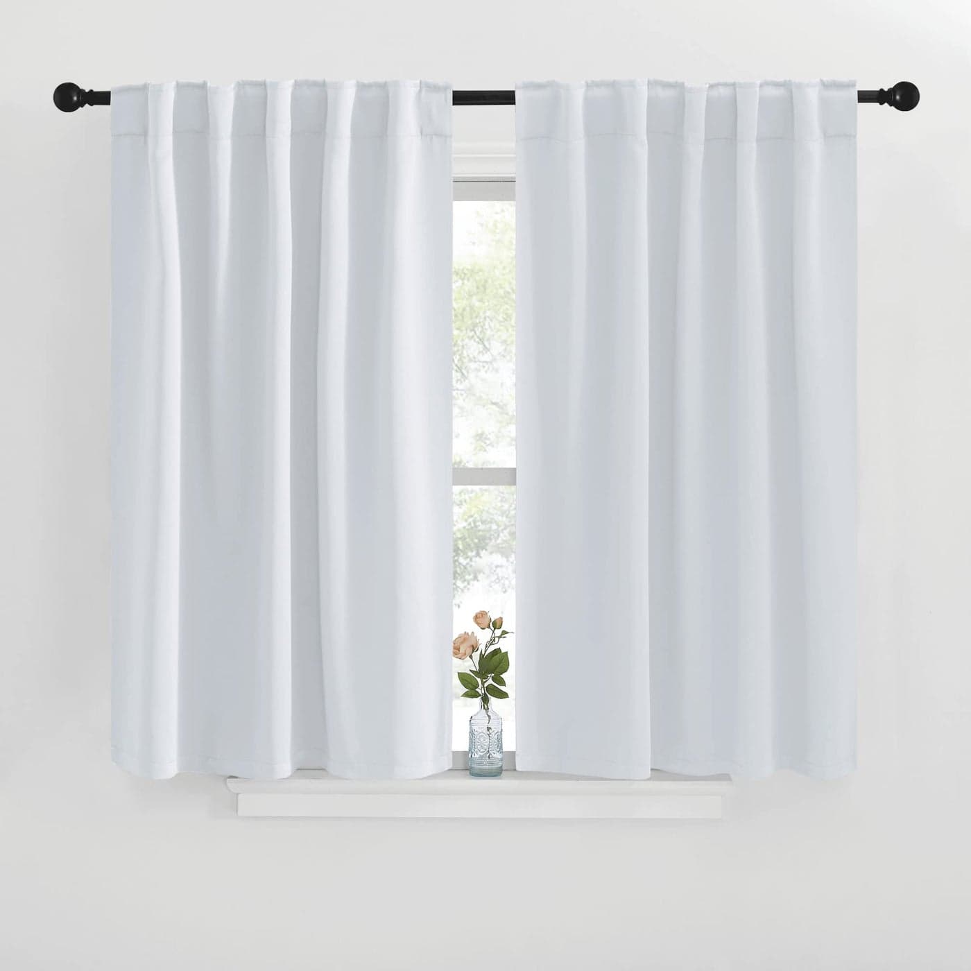 NICETOWN Short Curtains for Small Window Cloud Grey Color W42 Wide 2 Pieces 40 inches Length Curtains Modern Design Thermal Privacy Protection Window Treatment DrapesDraperies for Bedroom