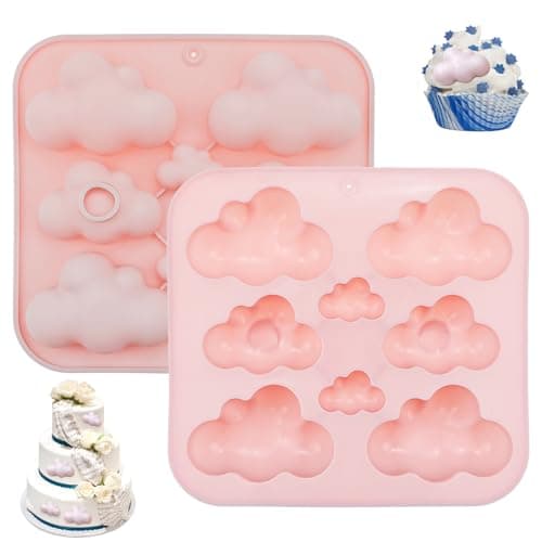 2 PACK Cute Cloud Silicone Molds, Tray, Cloud Shape Chocolate Molds Mold 3D Fondant Cake Food Jelly Drop Glue Mold Handmade Cupcake