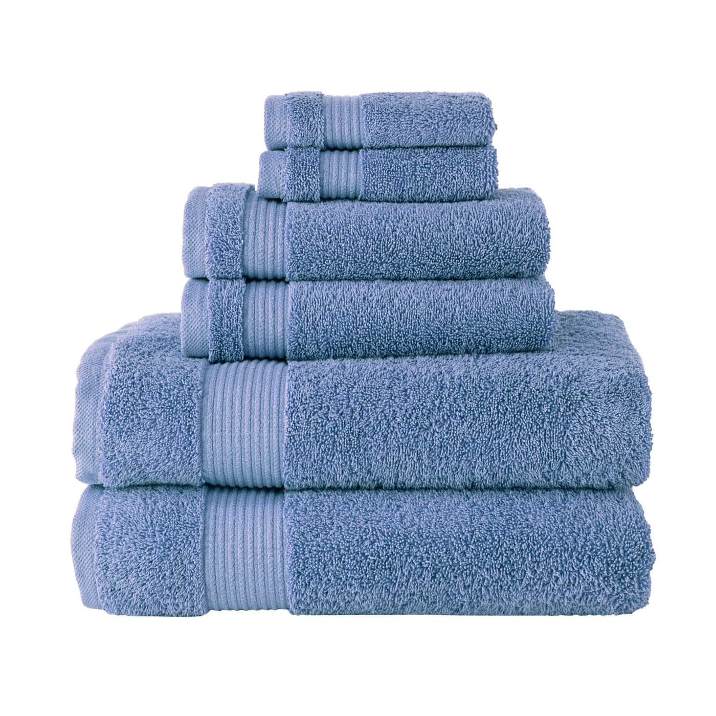 Classic Turkish Towels CTT Luxury 6 Piece Towel Set 100 Turkish Cotton Quick Drying Highly Absorbent Comfy Includes 2 Bath Towels 2 Hand Towels 2 Washcloths Blue