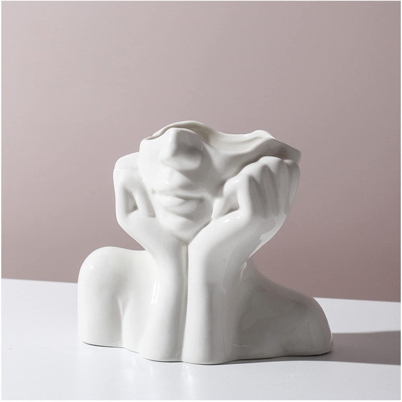 Face Vase Unique Ceramic Vase for RoomOfficeHome DecorWhiteA