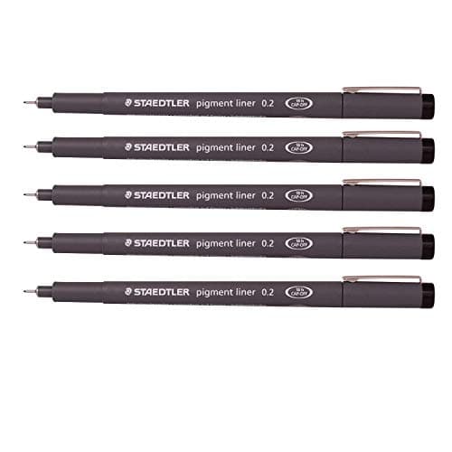 STAEDTLER Staedtler 02 Mm Pigment Liner Fineliner Sketching Drawing Drafting Pens Pack Of 5