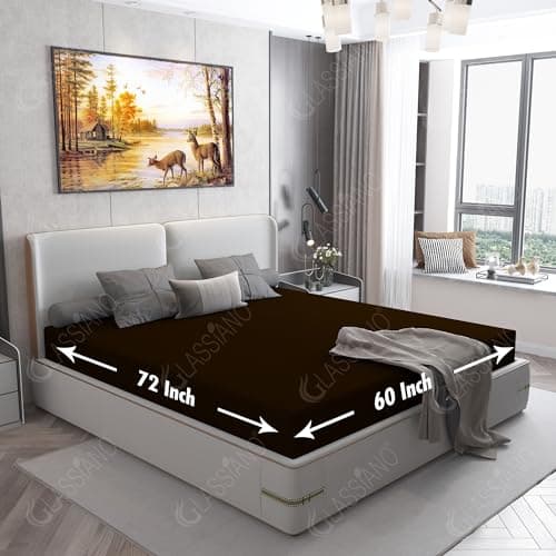 Glassiano Cotts Wonder Poly Lycra Waterproof Fitted Mattress Protector|Breathable - Hypoallergenic Mattresses Cover with Elastic Strap for Queen Bed (72x60 inch|6x5 feet, Coffee - Pack of 1)