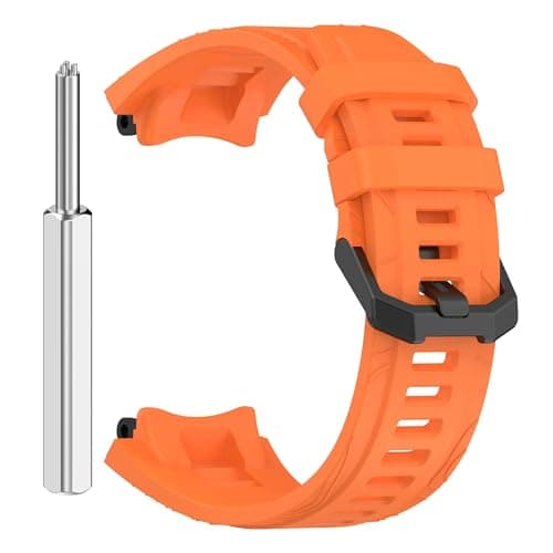 T TECLUSIVE Soft Silicone Strap Band Compatible with Amazfit T-Rex 3 | Adjustable Silicone Rubber Band with Installation Tool for T Rex 3 (Orange)