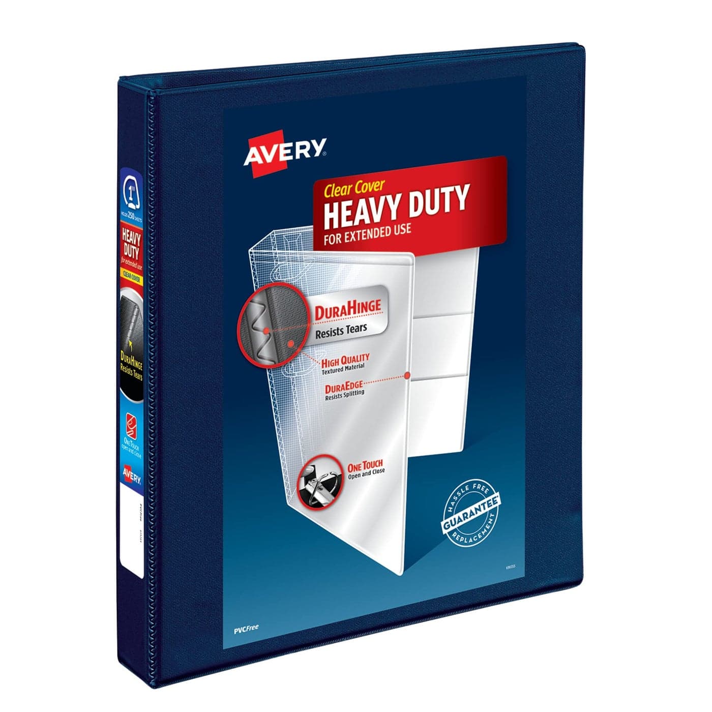 Avery HeavyDuty View 3 Ring Binder 1 One Touch EZD Rings 1 Navy Blue Binder 79809