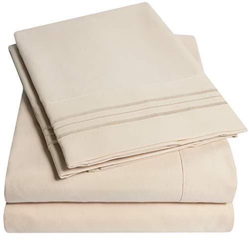1500 Supreme Collection King Sheet Sets Beige Cream - Luxury Hotel Bed Sheets and Pillowcase Set for King Mattress - Extra Soft, Elastic Corner Straps, Deep Pocket Sheets, King Beige Cream