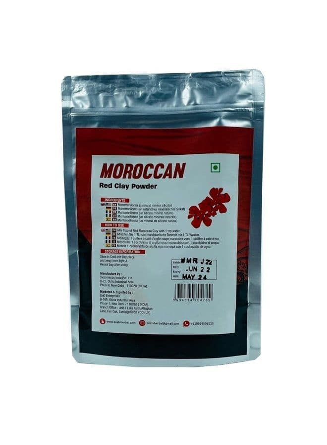 Red Moroccan Clay Powder | Red Clay | Skin Firming | Hair Mask | Face Scrub | Deeply Cleanses Pores & Purifies | Skin Care Detox -227 Gram, Half Pound, 8 Ounce