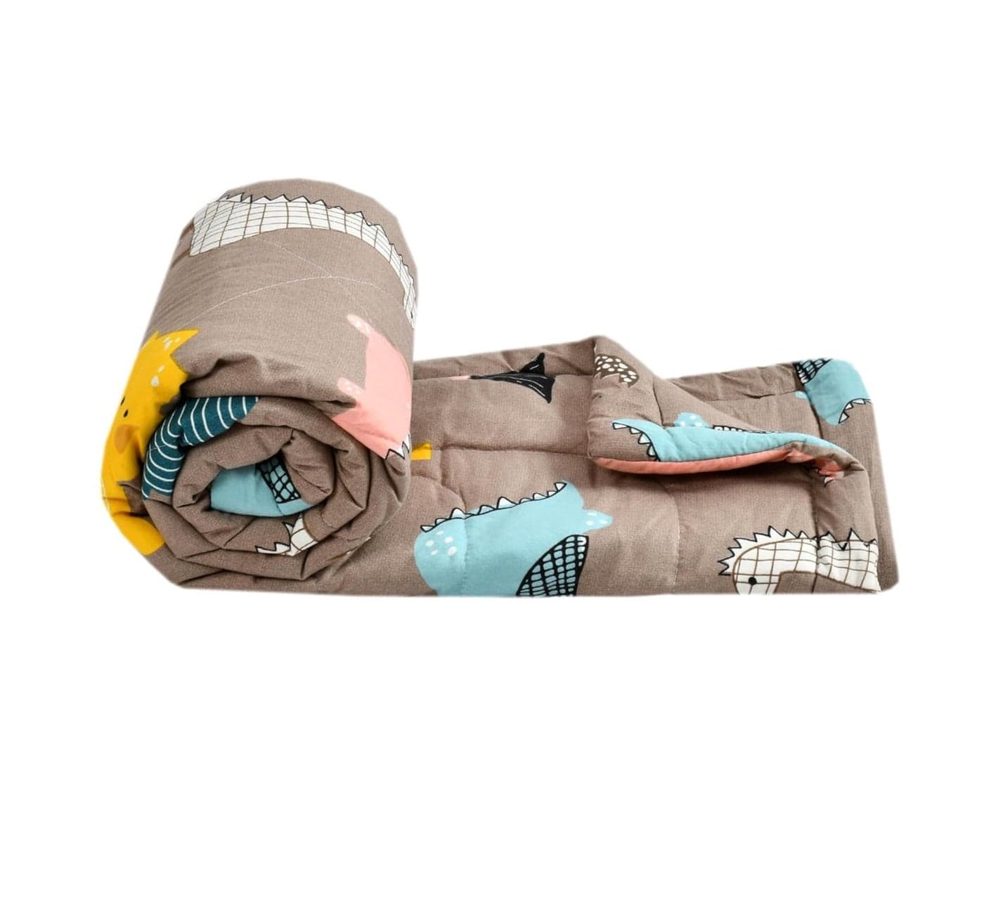 Filymore Danasour Comforter for Kids Boys - Cute Cartoon Print Single Bed Blanket, Microfiber Dohar for Boys & Girls | Soft Kids Winter & Summer Quilt|60x90 Inches (Brown)