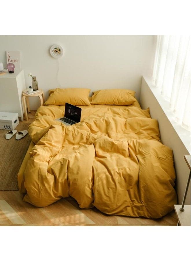 4-Piece Pure Cotton Solid Color Minimalist Style Comfortable Set King Size 220x240cm