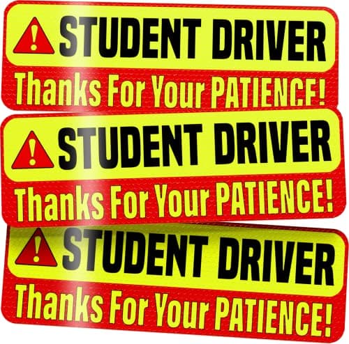 Student Driver Magnet for Car Extra Strong Hold 972 by 324 3 Pack Essential Magnetic New Driver Sticker Signs Remind Others to Please Be Patient Bright Reflective Sign for Rookies