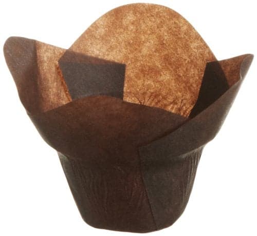 Hoffmaster 611111 Lotus Cup Cupcake Wrapper/Baking Cup, 1-1/4" Diameter x 2-1/4" Height, Small, Chocolate (10 Packs of 250)