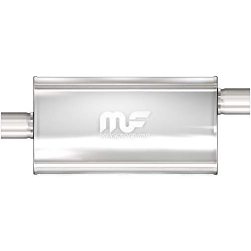 MagnaFlow Performance Exhaust Muffler 12909: 3.5"/3.5" Inlet/Outlet, 5x11x22" Oval, Stainless Steel, Satin Finish