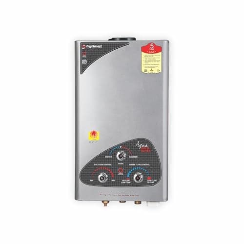 DIGISMART Aqua Gold Instant LPG Gas Water Heater with Pure Copper Tank, Anti Rust Coating Geyser ISI Approved Saves Geyser Corrosion by Water (Silver Metallic) 1 Year Warranty
