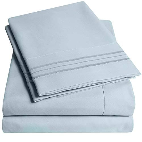 1500 Supreme Collection King Sheet Sets Misty - Luxury Hotel Bed Sheets and Pillowcase Set for King Mattress - Extra Soft, Elastic Corner Straps, Deep Pocket Sheets, King Misty