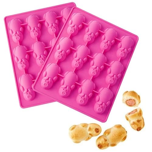2 PCS Piggy Silicone Moulds, Pink Piggy Cake Mould Chocolate Mould, Silicone Little Pig Baking Pan for Cookies, Ice, Fudge, Jelly