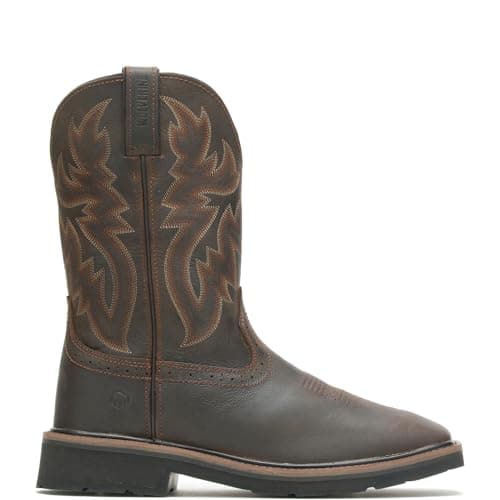 WOLVERINE mens Rancher 10" Square Soft Toe Work Boot, Dark Brown/Rust, 9.5 X-Wide US