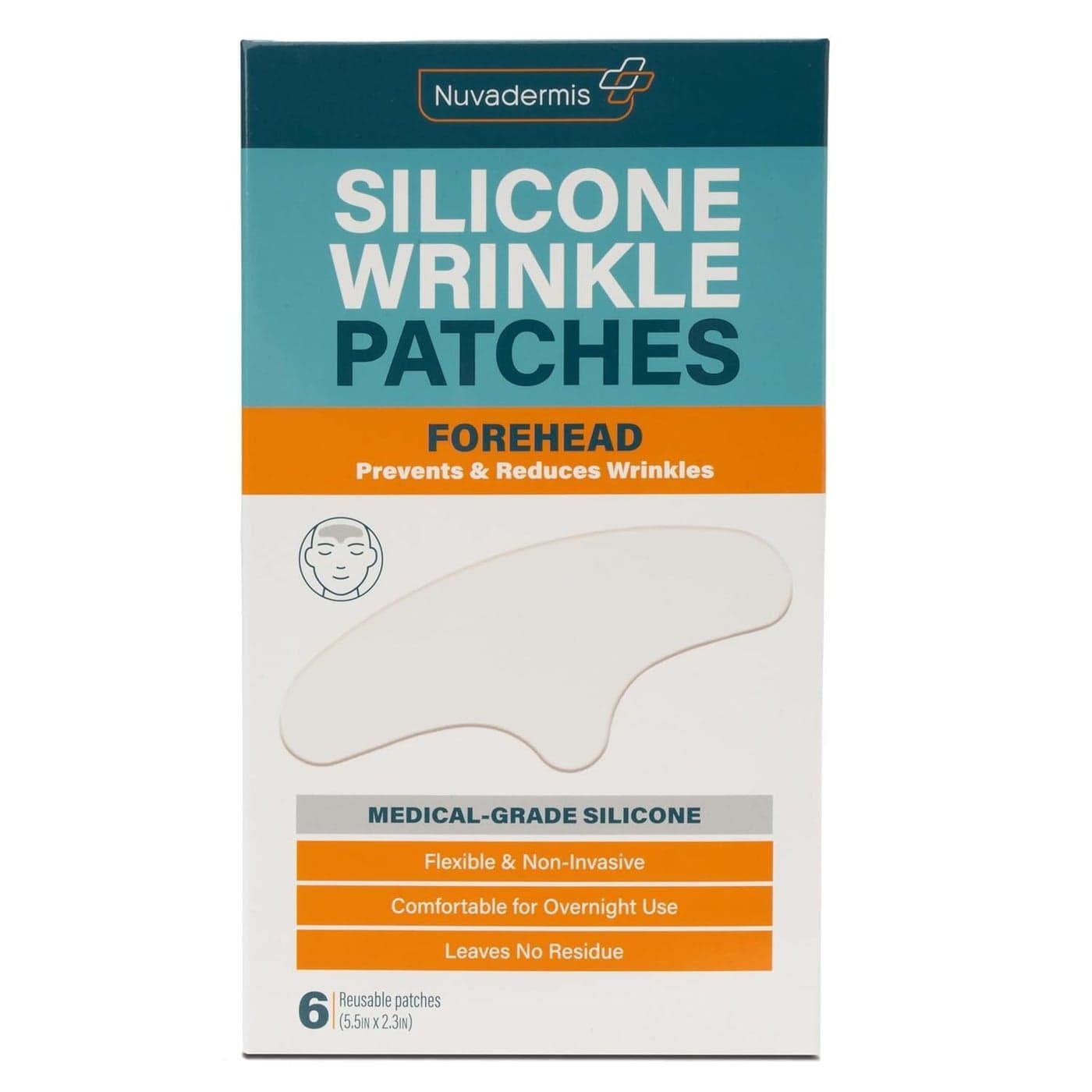 NUVADERMIS Silicone Forehead Wrinkle Patches Anti Aging Wrinkle Patches for Face Overnight Use Reduces Fine Lines and Wrinkles Forehead 6 Pack
