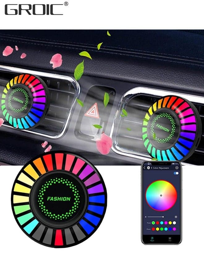 Car Ambient Light,Air Freshener Vent Clip,24 LED RGB Light Car Atomosphere Light,100 Color Modes, APP Control,Vent Fixation,Car Accessories Gifts