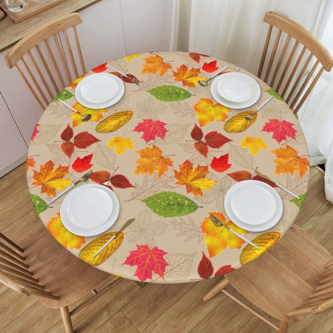 Aiojool White Marble Print Tablecloth Elastic Edged Round Fitted Table Cover Waterproof Table Cloth for Indoor Outdoor Dinning Fit 40 44 Table Small
