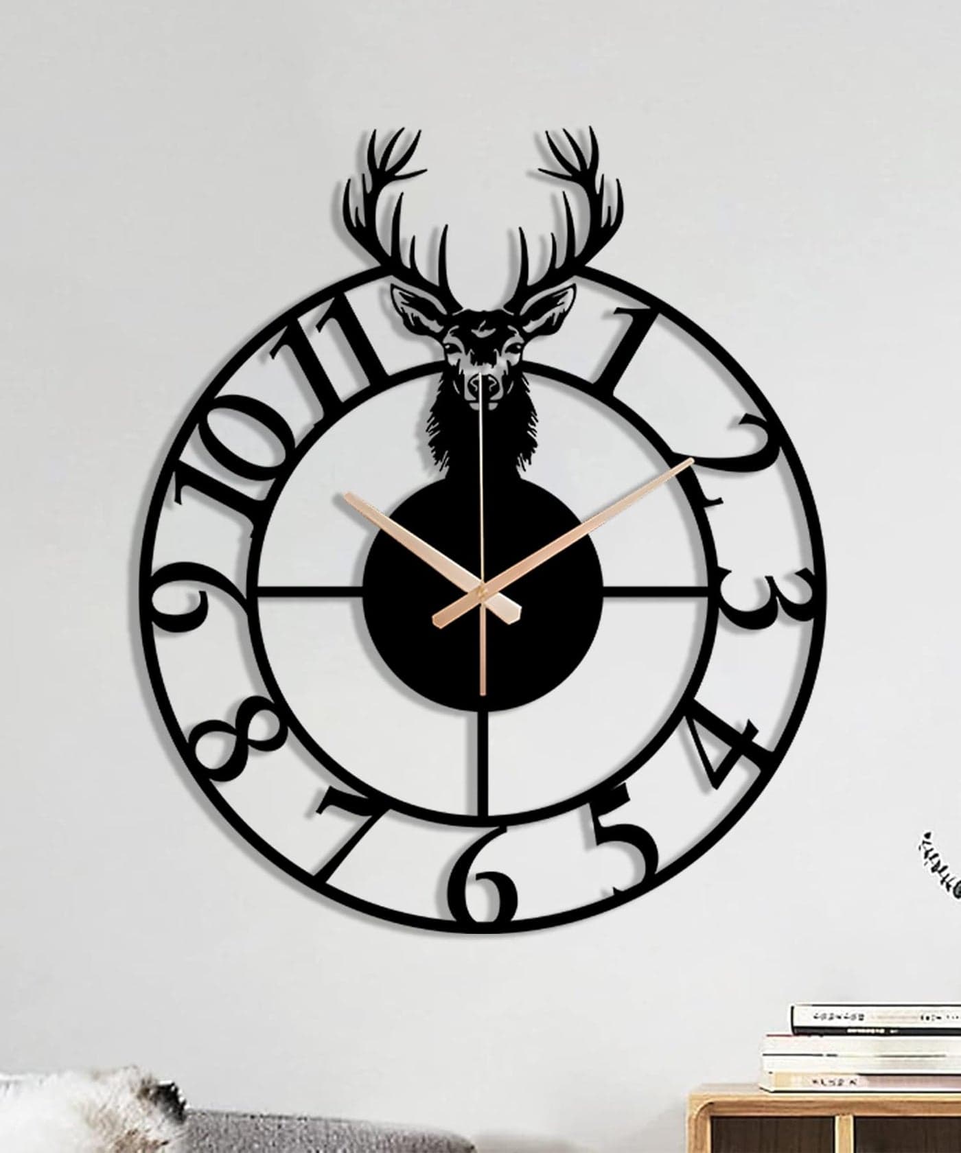 Auromin Luxury Metal Wall Clock for Living Room | Stylish Big Size Modern Wall Watch for Bedroom, Hall, Kitchen & Office | Non Ticking Decorative Antique Wallclocks for Home Interior Decoration