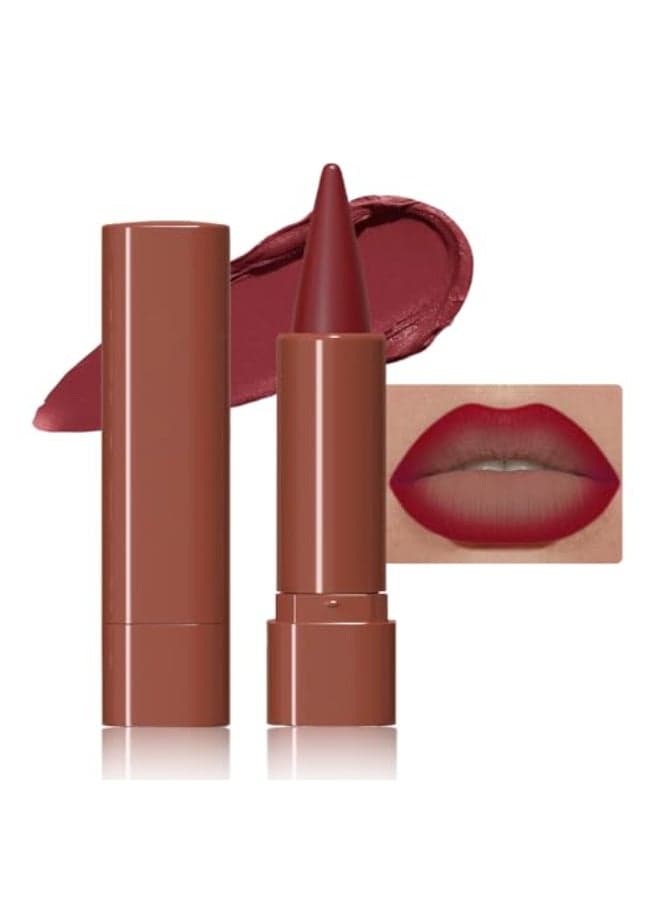 JUAAZIN Vivid Auburn Gradient Matte Lip Liner Pencil Crayon for Women Waterproof SmudgeProof Kissproof LongWear Lip Pencil Flawless Contour Ombre Effect Lip CrayonCreamy Pigmented Lip Liner 07
