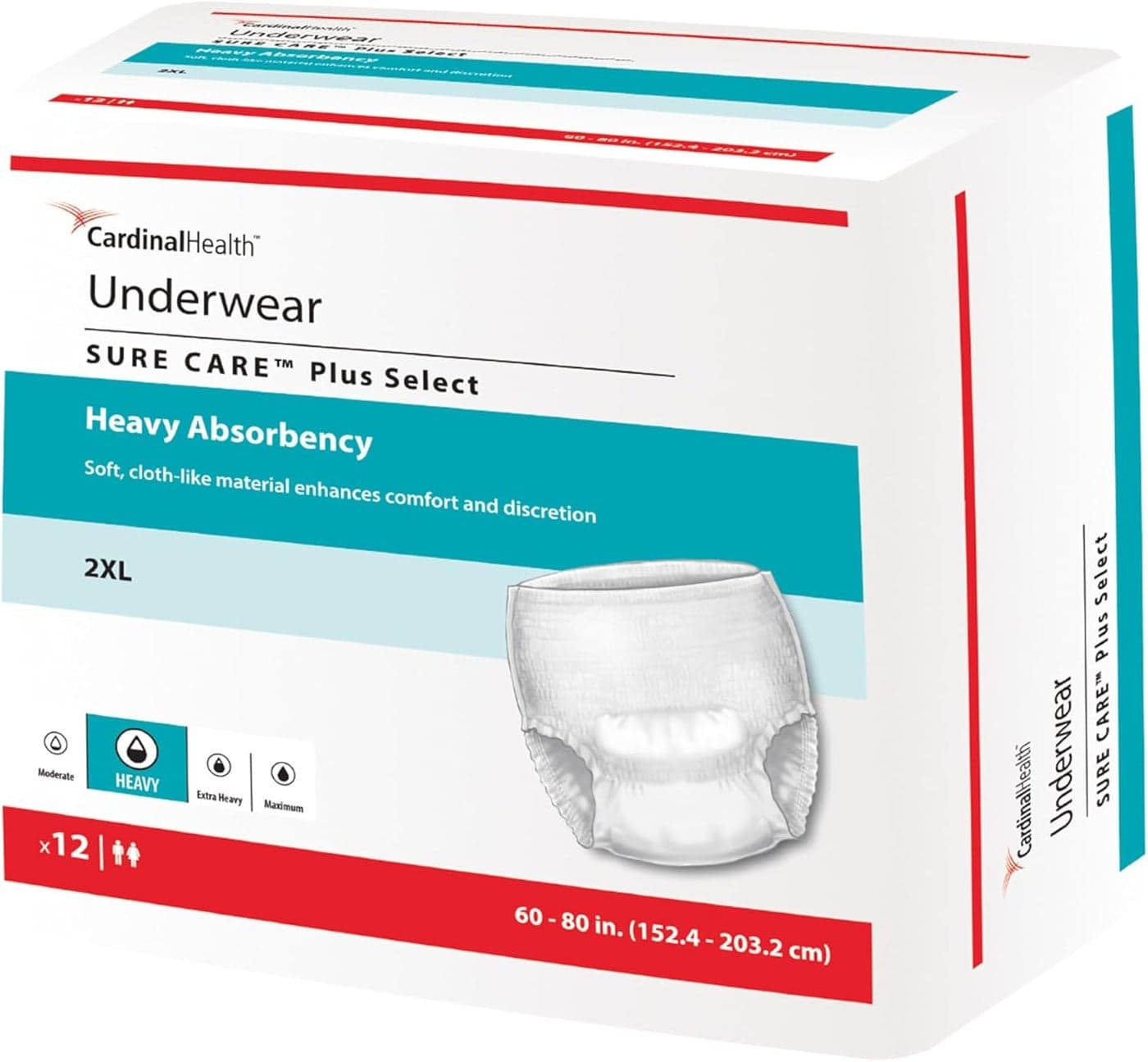 Protective Underwear Sure Care Plus Select Heavy Absorbency XXLarge Case of 48 4 Bags of 12