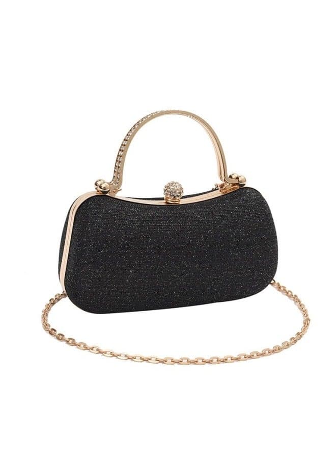 Women's Shiny Clutch Bag, Ladies Rhinestone Banquet Bag Handbag Tote Bags Satchel bags, Fashion Chain Shoulder Bag Crossbody Bag Carrying Bag Side Bag Beach Bag for Party Dinner Wedding (Black)