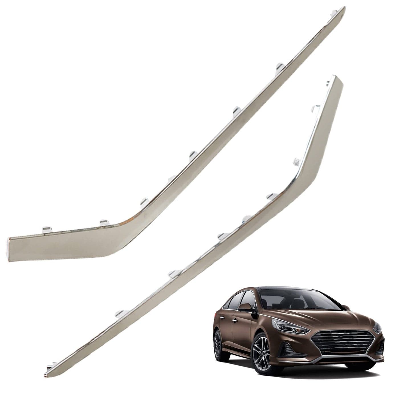 munirater Left Right Front Bumper Face Bar Trims Molding Step Pads Replacement for 2018 Sonata