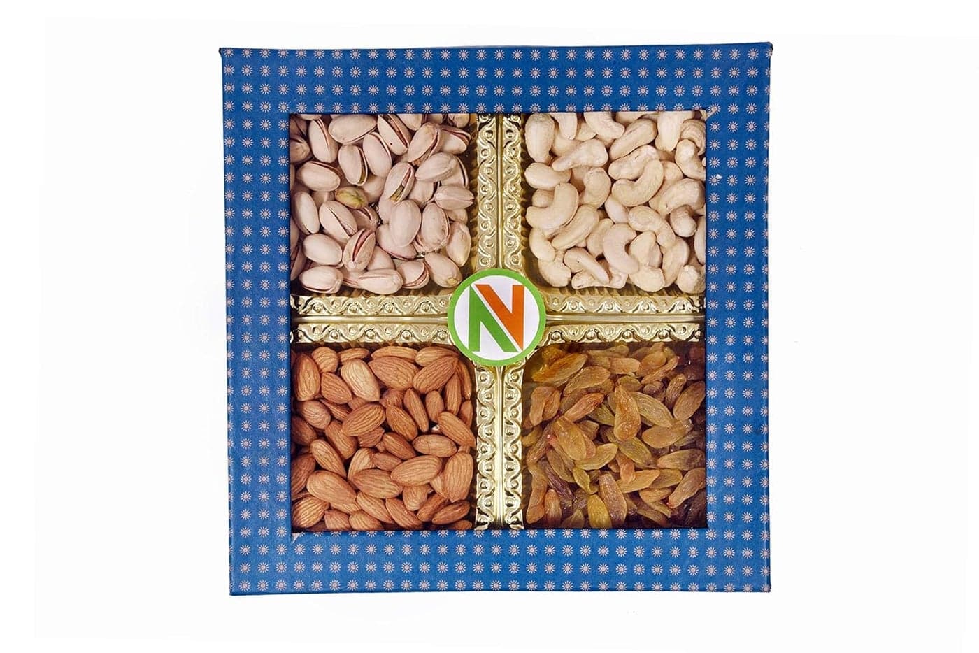 NatureVit Dry Fruits Combo Gift Pack, 400gm (Cashew, Almond, Pistachios and Raisins) - Healthy Gift Hamper for Every Occasion | Diwali Gift Pack for Family, Friends, Corporate Office Gifts Combo | Deepawali Celebration Packs