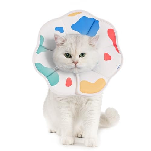 Avont Soft Cat Recovery Cone Collar, Adjustable Lightweight Kitten E-Collar for Small Dogs, Comfortable Neck Donut Stop Licking Scratching After Surgery -Cow(L)